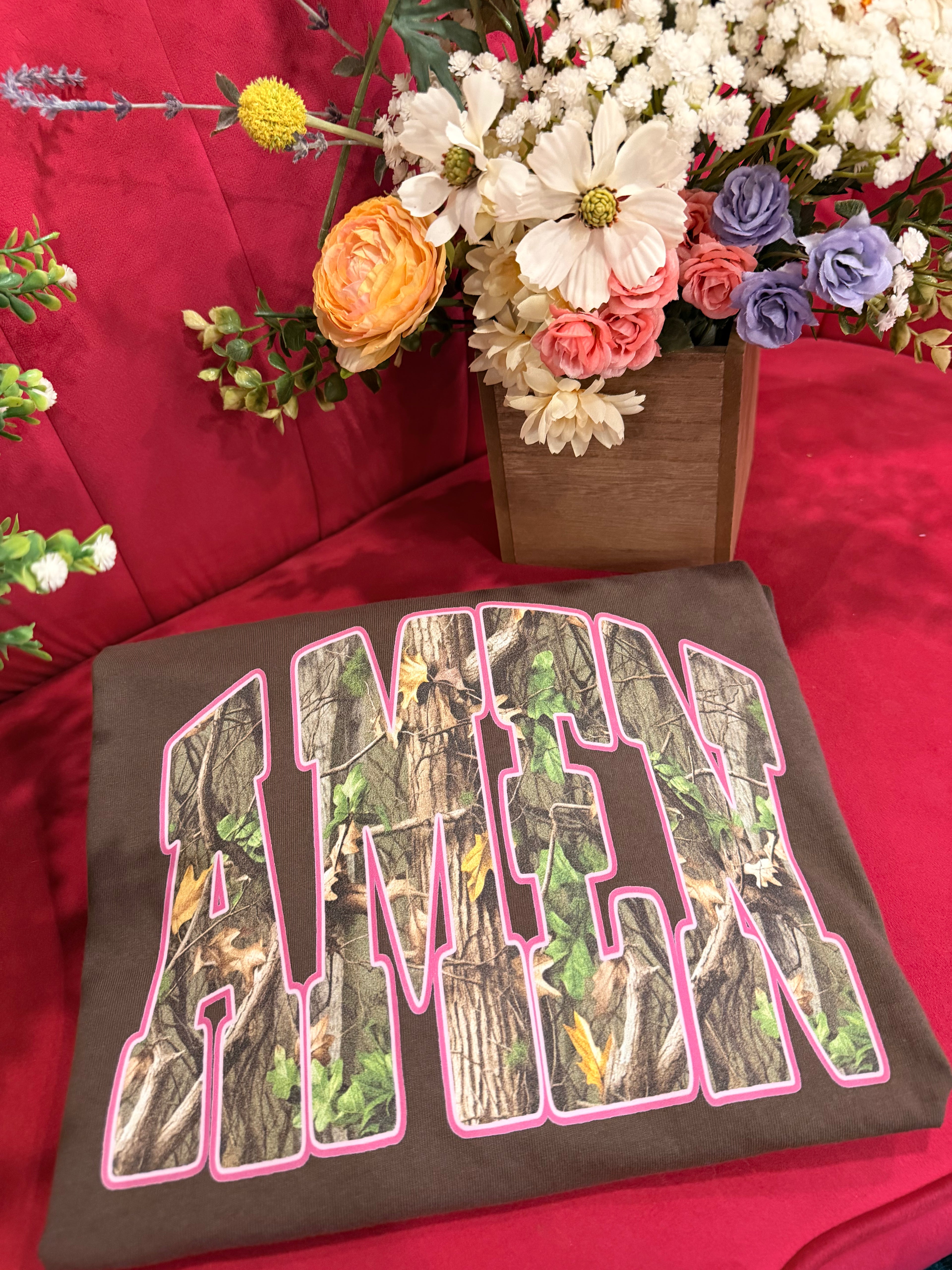 Espresso "AMEN" Camo Tee