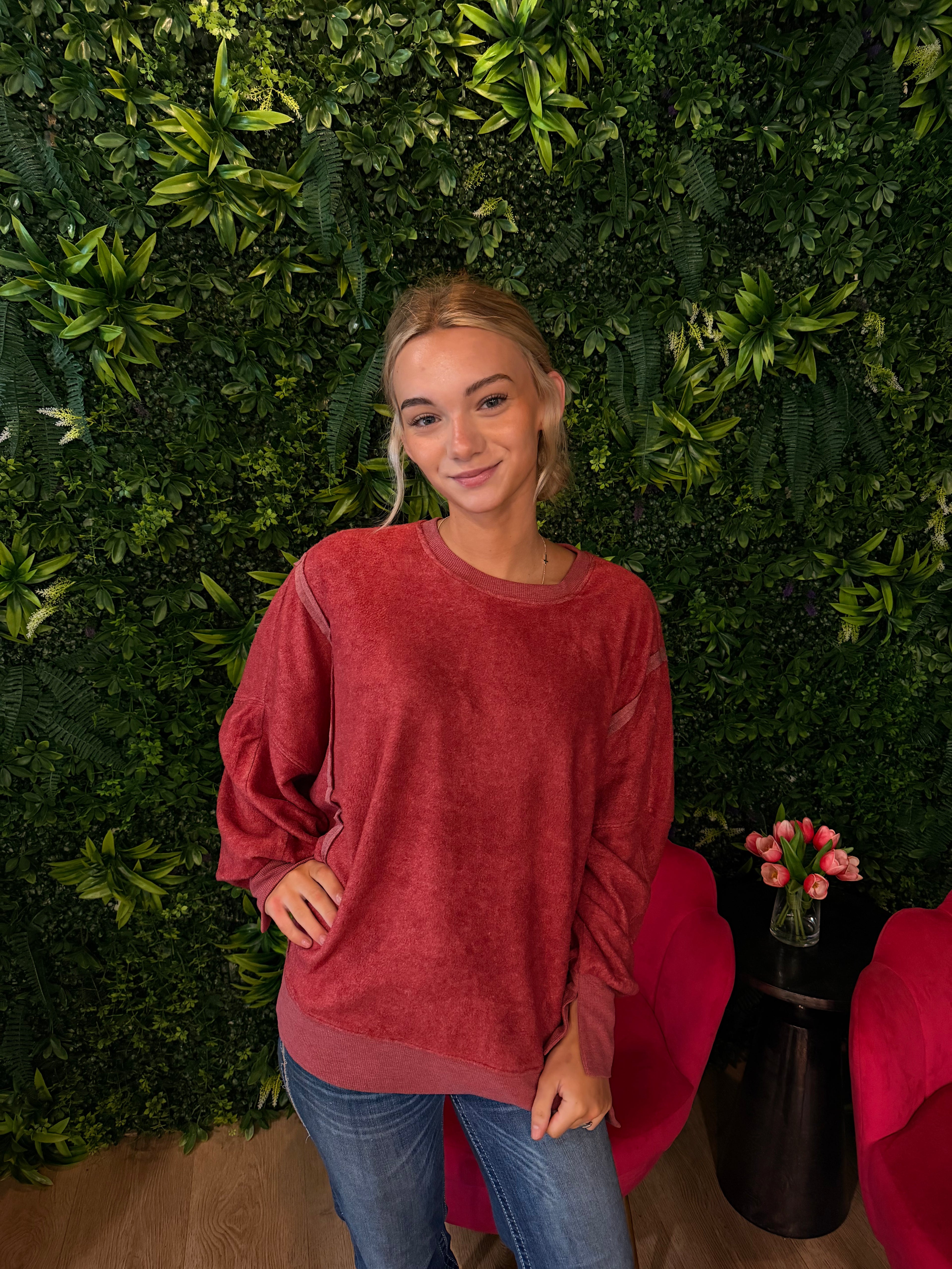 Crimson Cozy Pullover